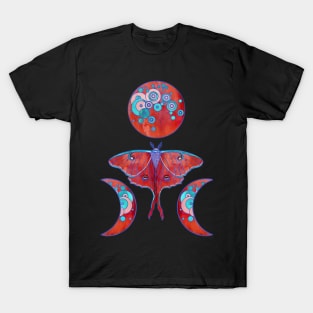 Luna Moth and Triple Moon - Blood Red T-Shirt